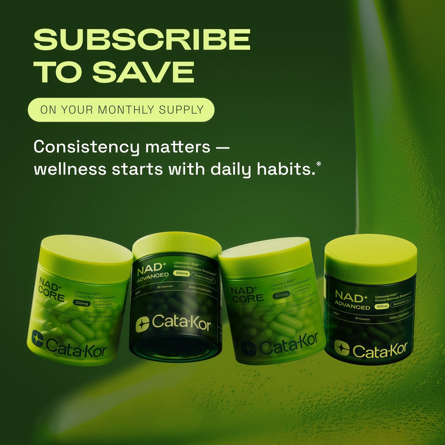 Cata-Kor NAD+ Core | Liposomal NAD+ Supplement | NMN Supplement Alternative | Third-Party Tested | NAD Core | 250mg | 60 Capsules | 30-Day Supply | Supplement Facts